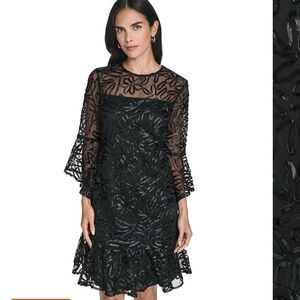 Jessica Howard Women's Bell Soutache Lined Black Dress